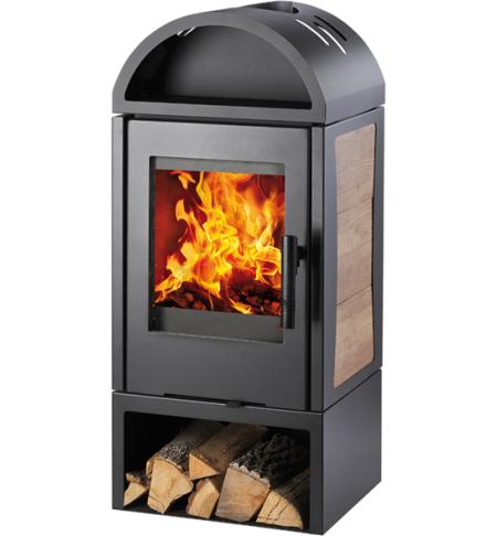 Krbová kamna  HAAS+SOHN  VISTA černá, dekor dřevo