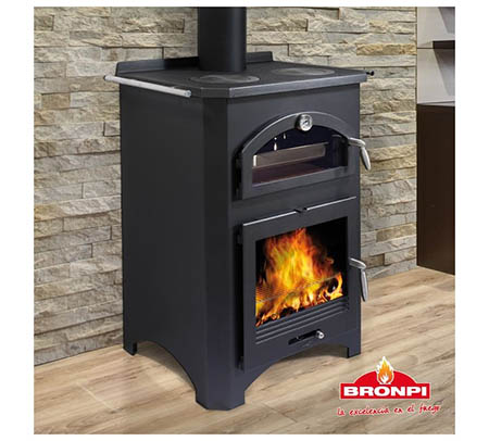 Bronpi MONZA - kamna s troubou a varnou plotýnkou