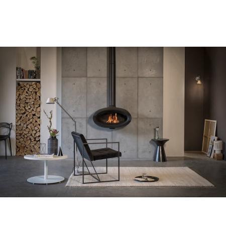 Wanders Mata - závěsná litinová oválná kamna s prosklením ze 3 stran