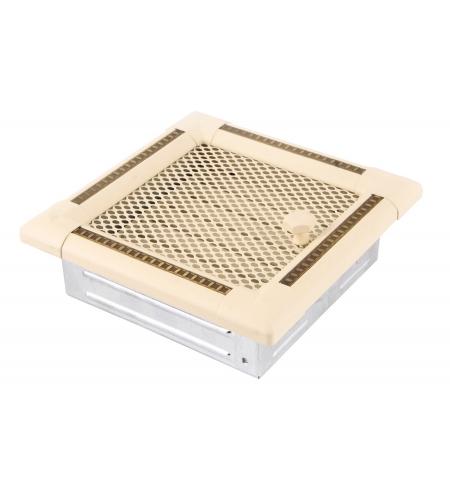 Krbová mřížka 16x16cm s žaluzií EXCLUSIVE slonová kost / mosaz patina