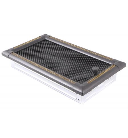 Krbová mřížka 16x32cm s žaluzií EXCLUSIVE grafit / mosaz patina