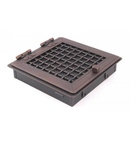 Krbová mřížka stylová 21x21cm s žaluzií měděná patina