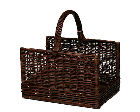 HS Flamingo Koš na dřevo proutěný rovný, tmavý