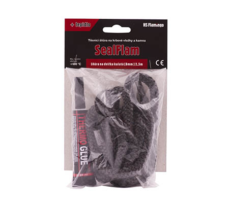 Těsnící šňůra na dvířka kulatá + lepidlo (8mm) 2,5m