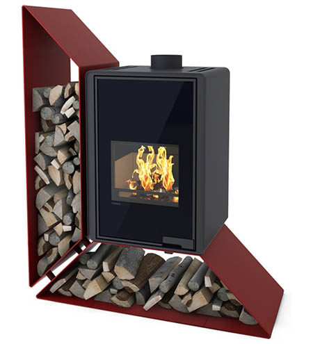 Krbová kamna HS Flamingo DELUXE  KAMPA levá, červená