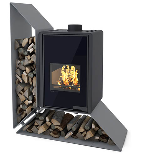 Krbová kamna HS Flamingo DELUXE  KAMPA levá, šedá