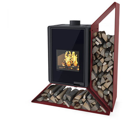Krbová kamna HS Flamingo DELUXE  KAMPA pravá, červená