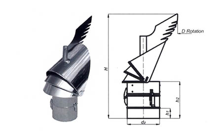 Komínová hlavice K30 s redukcí do komína,průměr 250 mm