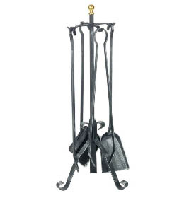 Krbové nářadí LIENBACHER 21.05.003.2 4 dílné, dekor černý lak s patinou, mosazná koule