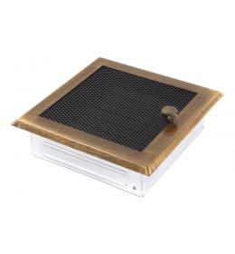 Krbová mřížka 16x16cm s žaluzií mosaz patina