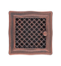 Krbová mřížka 16x16cm s žaluzií DECO měděná patina