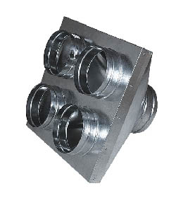 Skříňka rozvodu vzduchu 160/4x125 mm (raketa), pozink