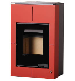 Krbová kamna HS Flamingo AQUAFLAM VARIO  SAPORO 11kW červená (teplovzdušná verze)