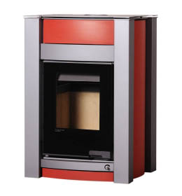 Krbová kamna HS Flamingo AQUAFLAM VARIO  KALMAR 11kW červená teplovzdušná verze)