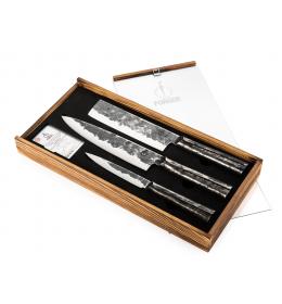 FORGED Brute - 3-dílná sada nožů: kuchařský nůž, japonský nůž na zeleninu, univerzální nůž