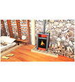 Krbová kamna HS Flamingo AQUAFLAM VARIO  LEND 11kW červená (teplovzdušná verze)